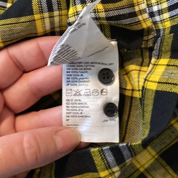 H&m Divided Ylw Plaid LS Short Crop Top (S) - Picture 5 of 8
